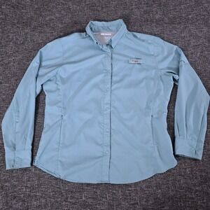 Columbia PFG Tamiami II Long Sleeve Fishing Shirt Blue Womens XL FL7278 UPF 40